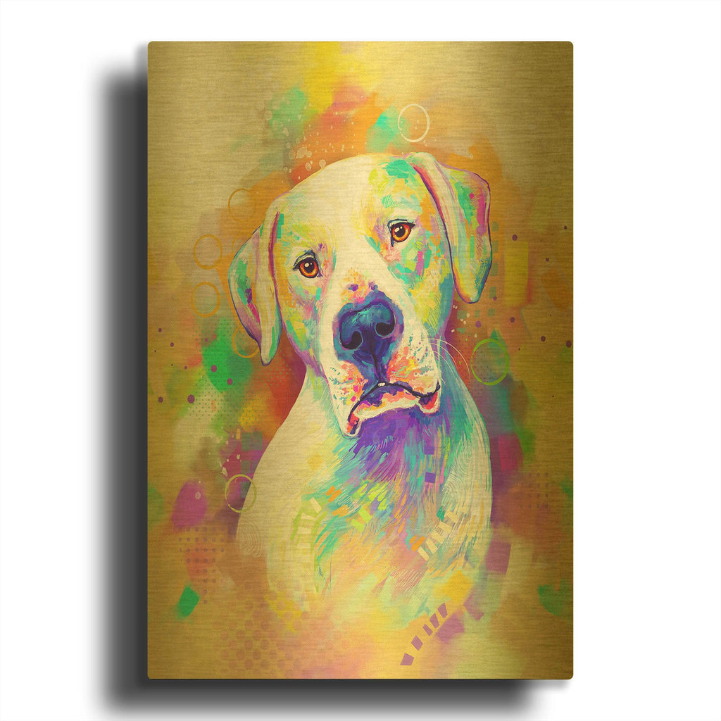 'Pop Art Dogo Argentino' By Furbaby Affiliates Gold Metal Wall Art