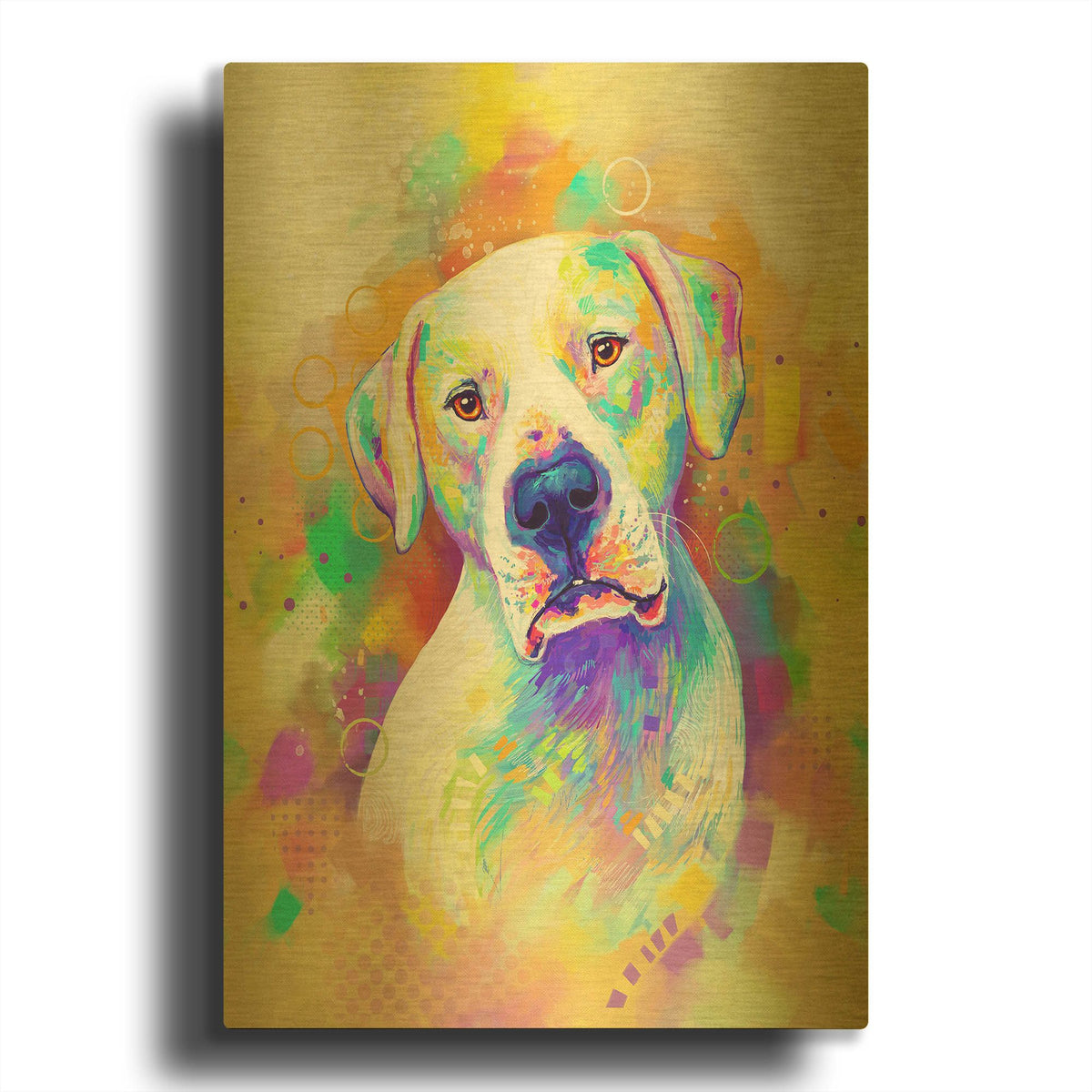 'Pop Art Dogo Argentino' By Furbaby Affiliates Gold Metal Wall Art