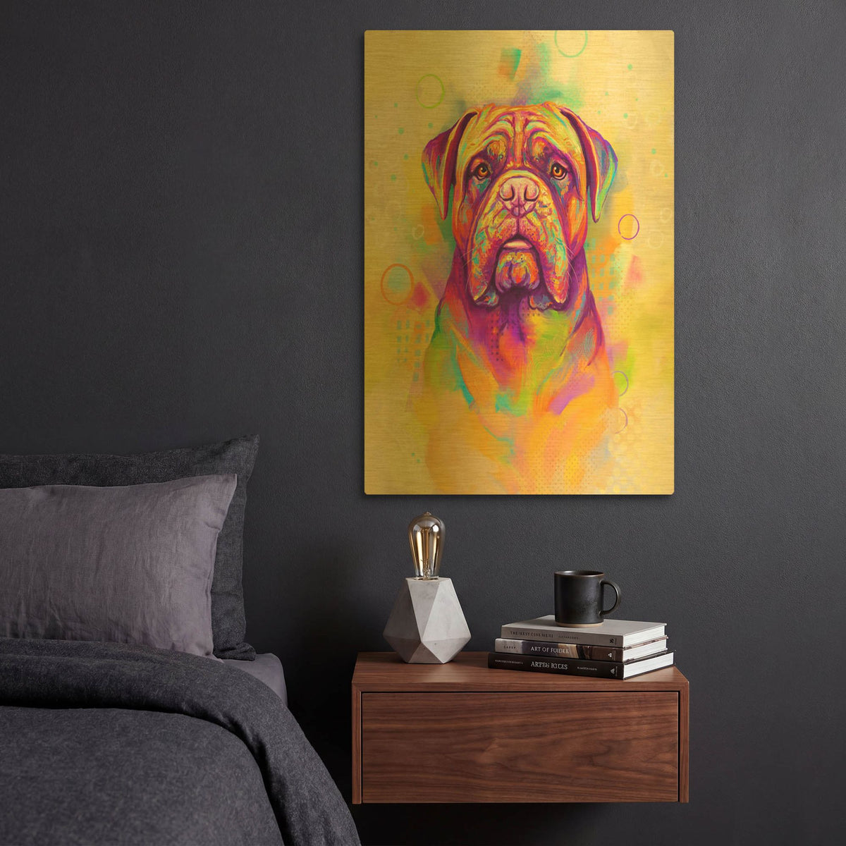 'Pop Art Dogue De Bordeaux' By Furbaby Affiliates Gold Metal Wall Art