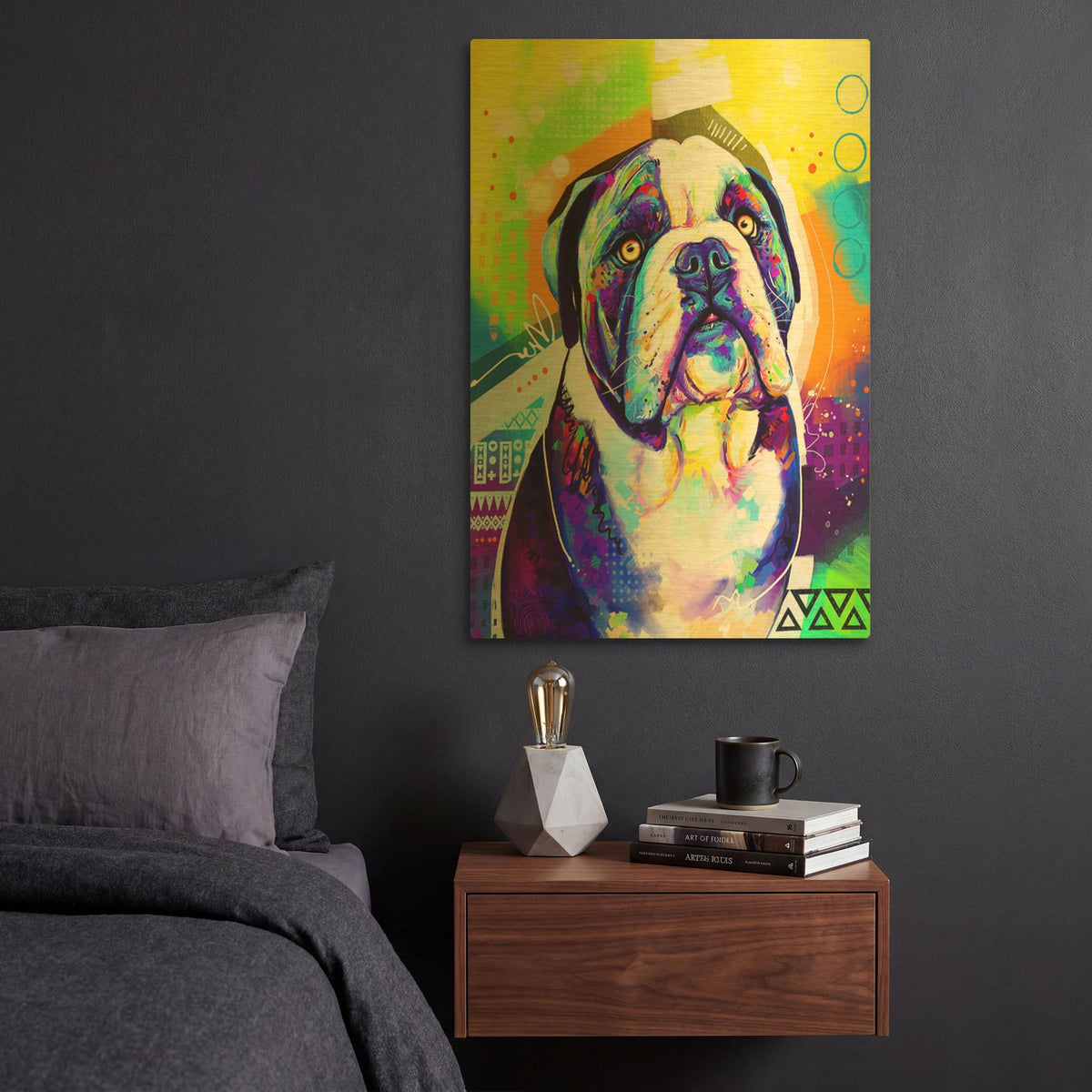 'Pop Art English Bulldog' By Furbaby Affiliates Gold Metal Wall Art