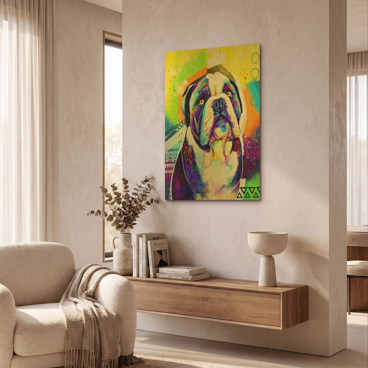 'Pop Art English Bulldog' By Furbaby Affiliates Gold Metal Wall Art