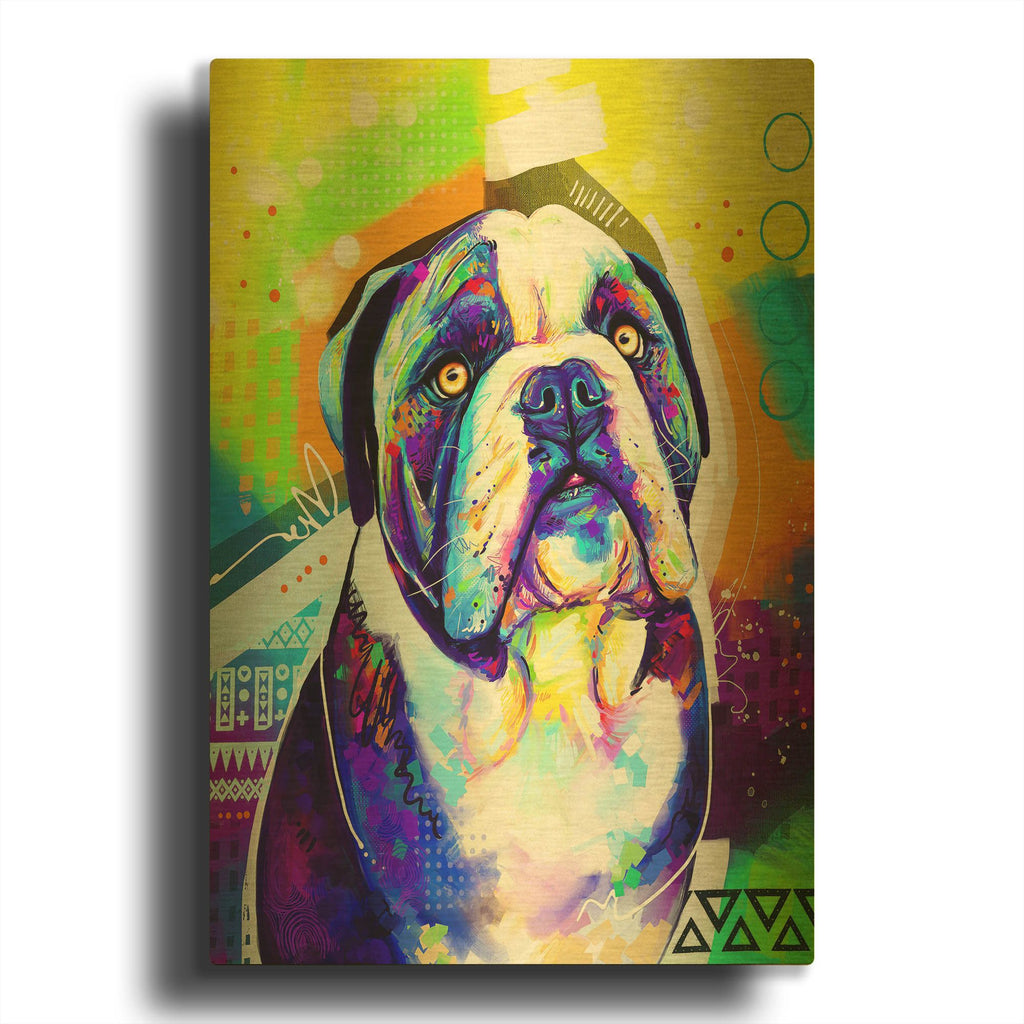 'Pop Art English Bulldog' By Furbaby Affiliates Gold Metal Wall Art