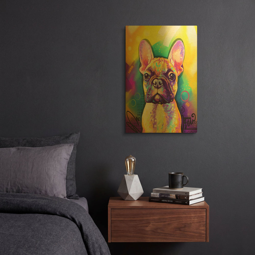 'Pop Art French Bulldog' By Furbaby Affiliates Gold Metal Wall Art