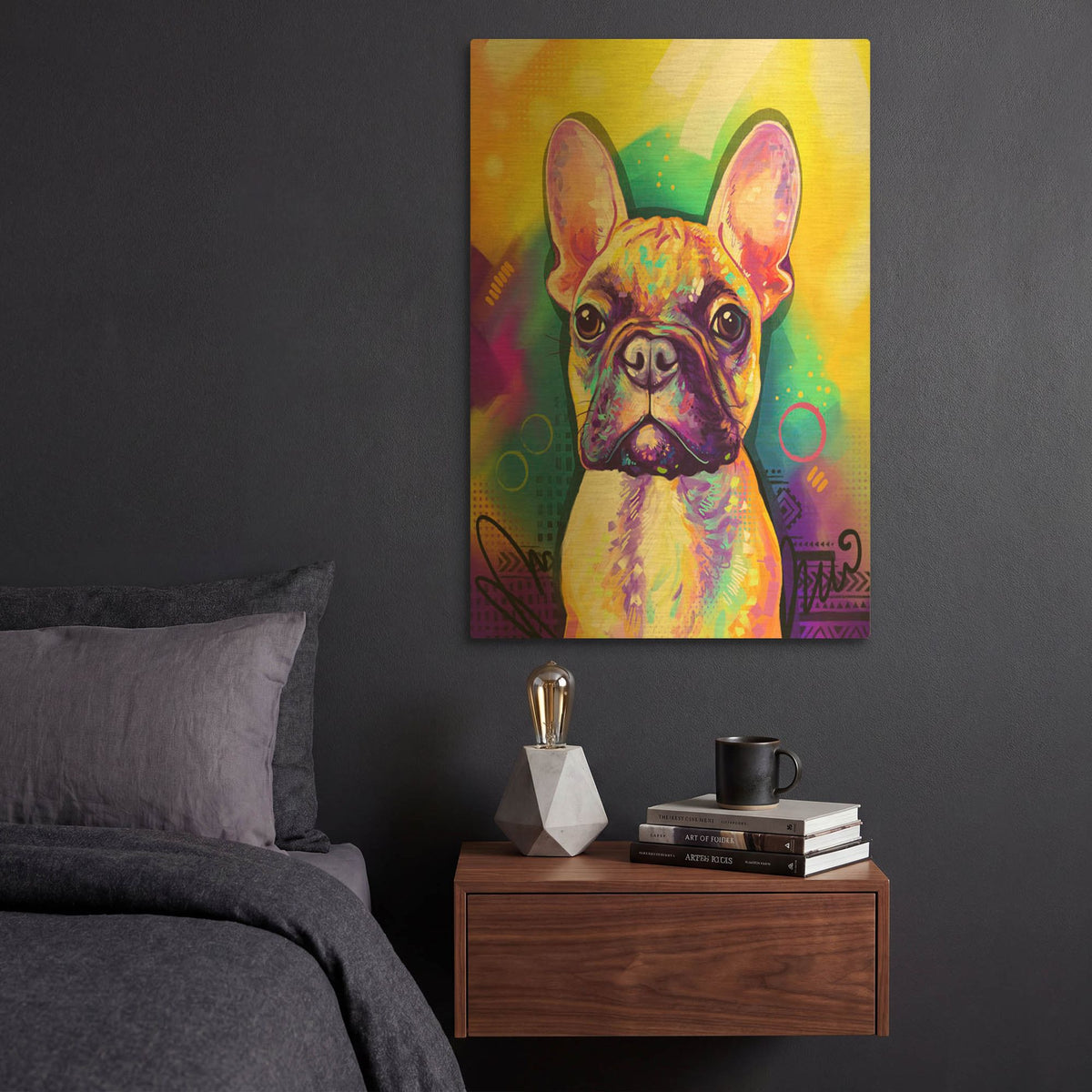 'Pop Art French Bulldog' By Furbaby Affiliates Gold Metal Wall Art