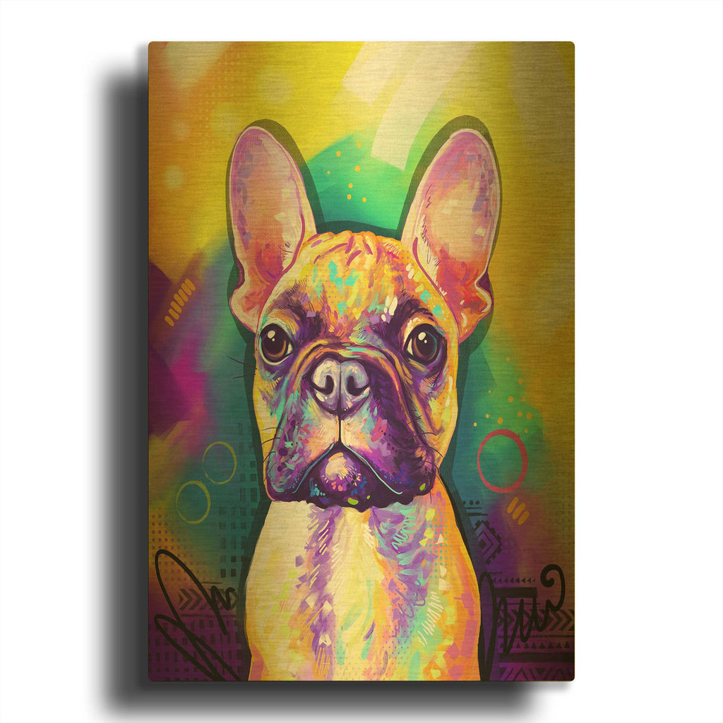'Pop Art French Bulldog' By Furbaby Affiliates Gold Metal Wall Art