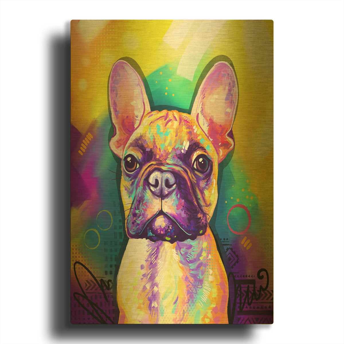 'Pop Art French Bulldog' By Furbaby Affiliates Gold Metal Wall Art