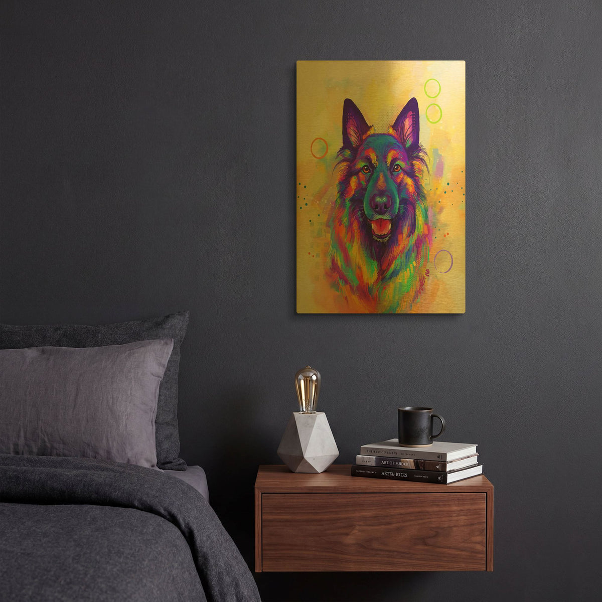 'Pop Art German Shepherd 2' By Furbaby Affiliates Gold Metal Wall Art
