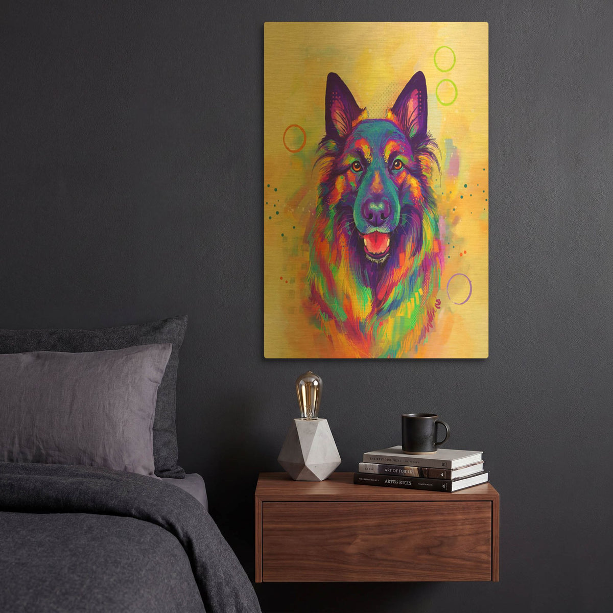 'Pop Art German Shepherd 2' By Furbaby Affiliates Gold Metal Wall Art