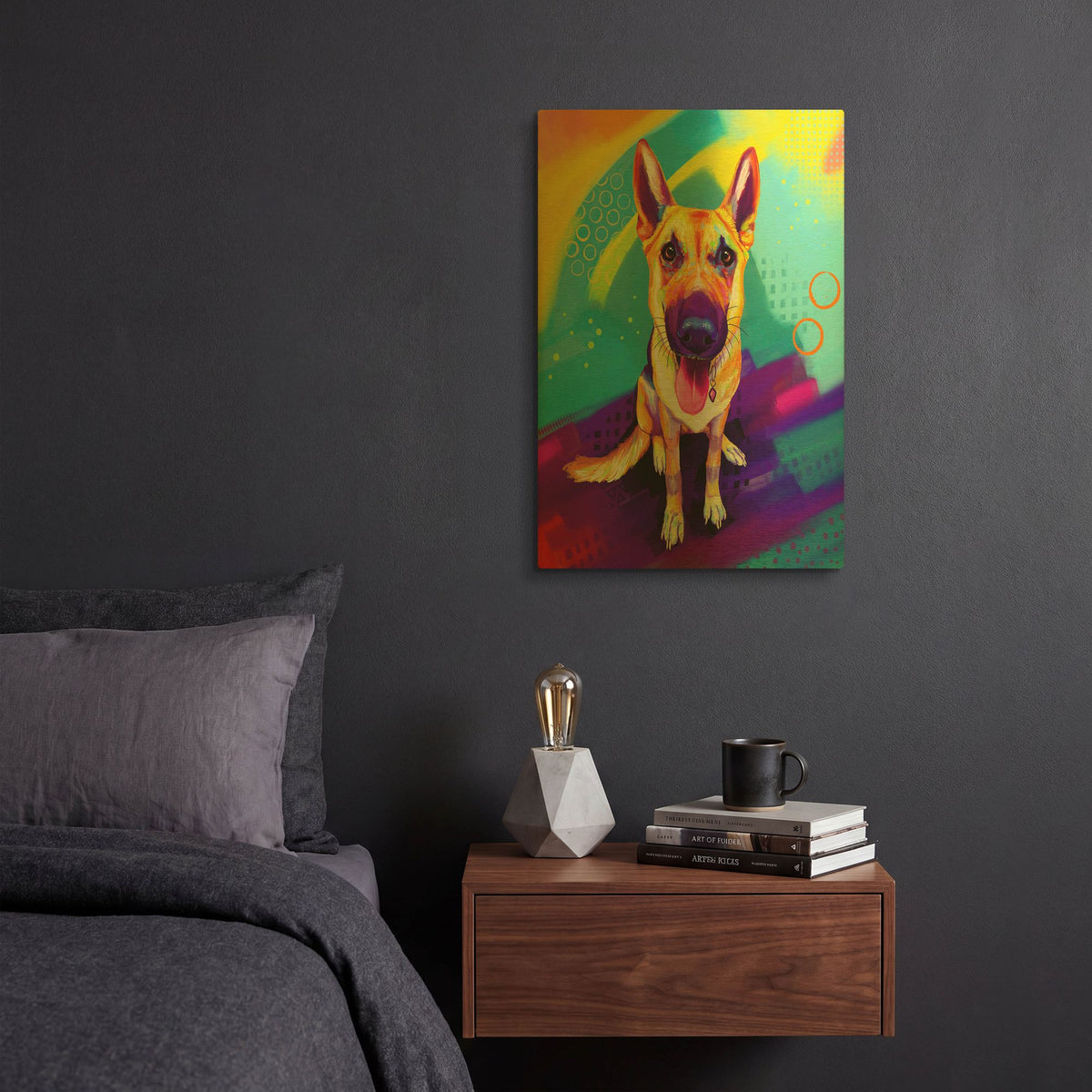 'Pop Art German Shepherd' By Furbaby Affiliates Gold Metal Wall Art