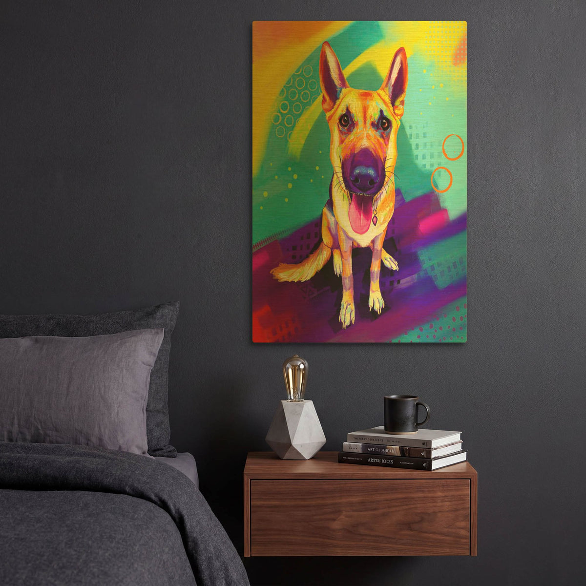 'Pop Art German Shepherd' By Furbaby Affiliates Gold Metal Wall Art