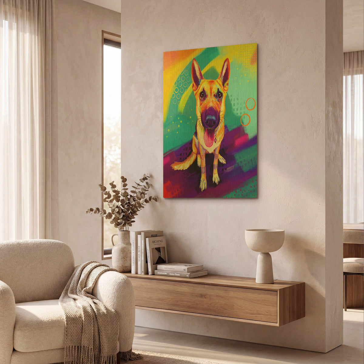 'Pop Art German Shepherd' By Furbaby Affiliates Gold Metal Wall Art