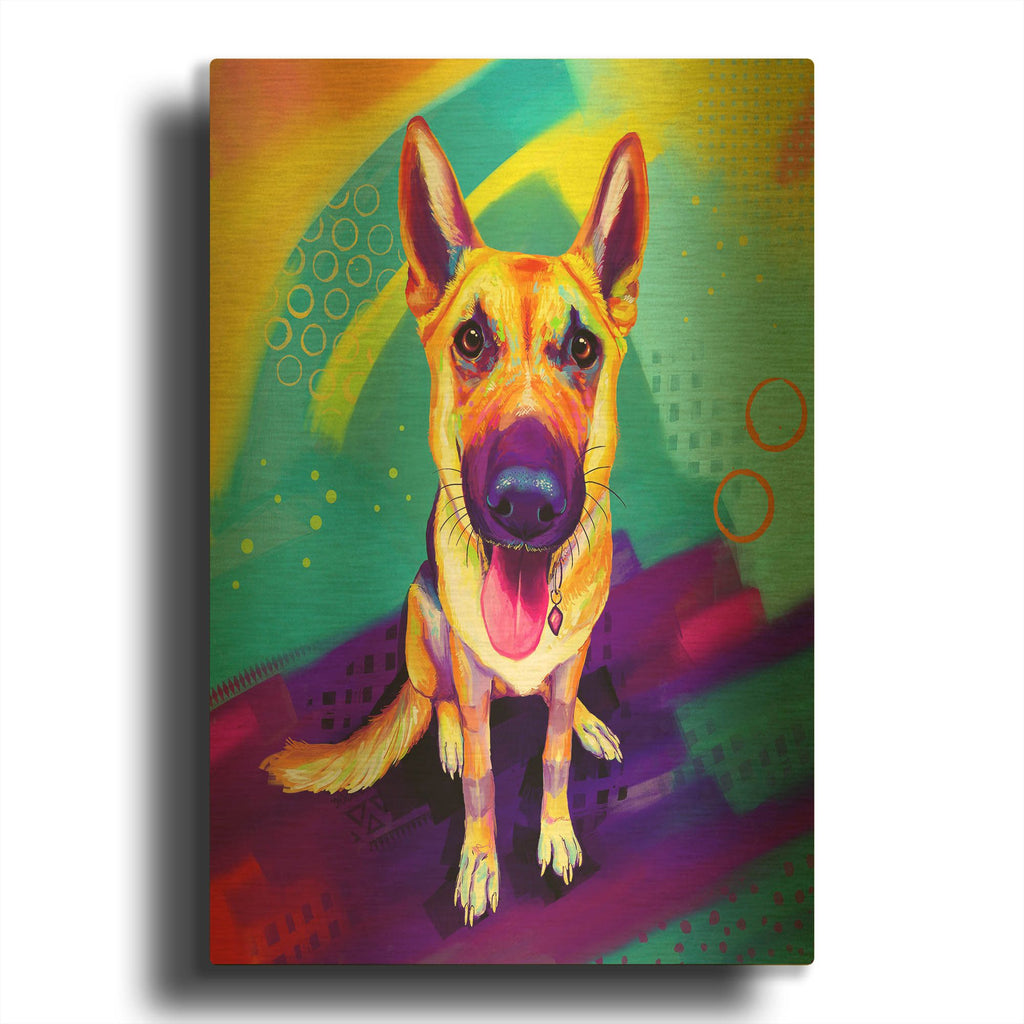 'Pop Art German Shepherd' By Furbaby Affiliates Gold Metal Wall Art