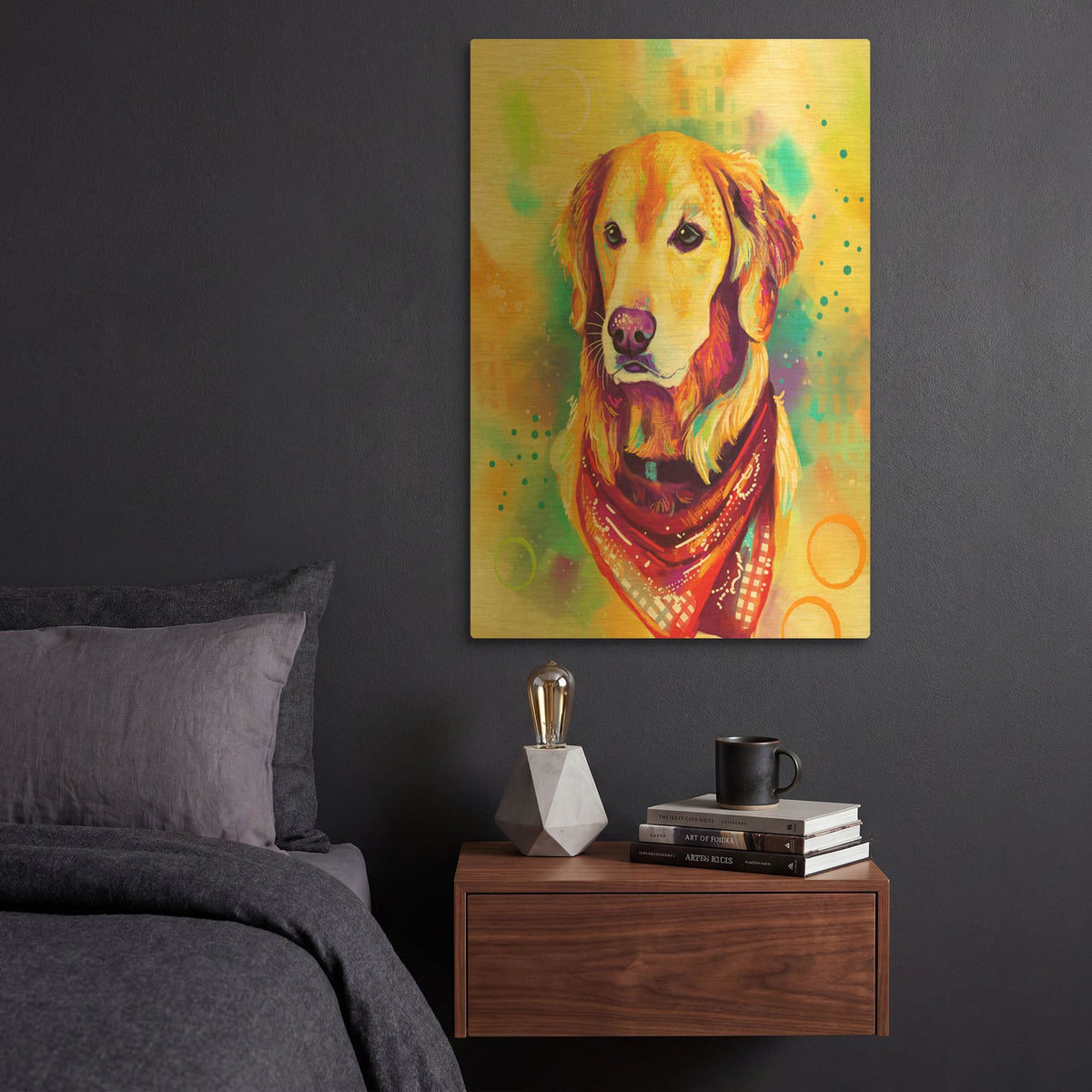 'Pop Art Golden Retriever 2' By Furbaby Affiliates Gold Metal Wall Art