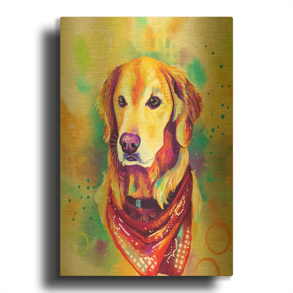 'Pop Art Golden Retriever 2' By Furbaby Affiliates Gold Metal Wall Art