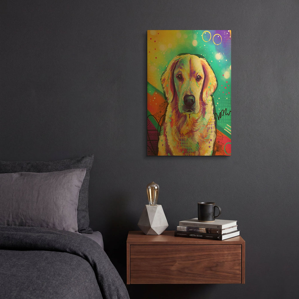 'Pop Art Golden Retriever 3' By Furbaby Affiliates Gold Metal Wall Art