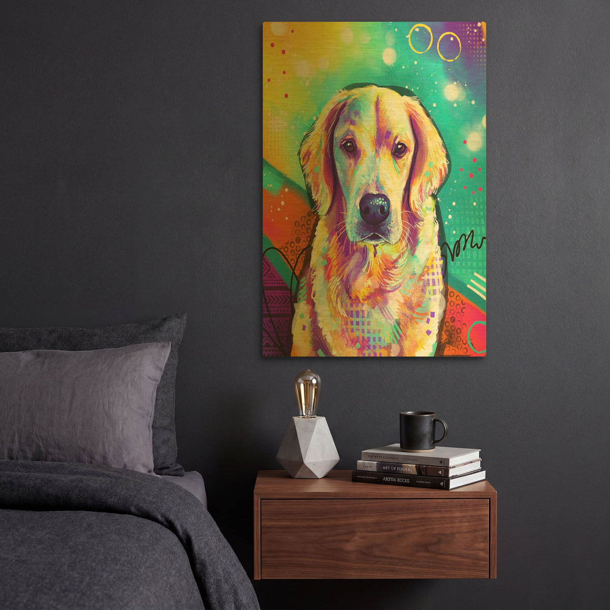 'Pop Art Golden Retriever 3' By Furbaby Affiliates Gold Metal Wall Art