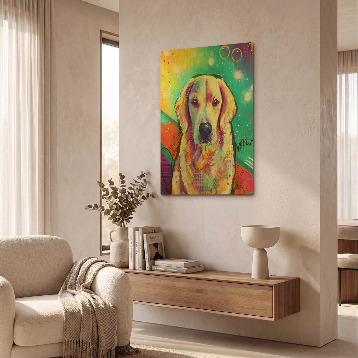 'Pop Art Golden Retriever 3' By Furbaby Affiliates Gold Metal Wall Art