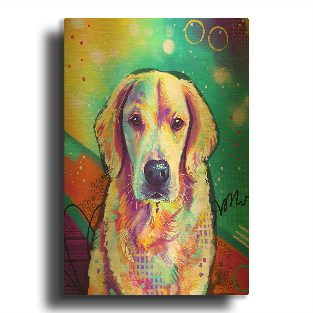 'Pop Art Golden Retriever 3' By Furbaby Affiliates Gold Metal Wall Art