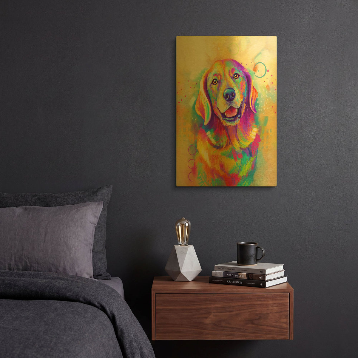 'Pop Art Golden Retriever 4' By Furbaby Affiliates Gold Metal Wall Art