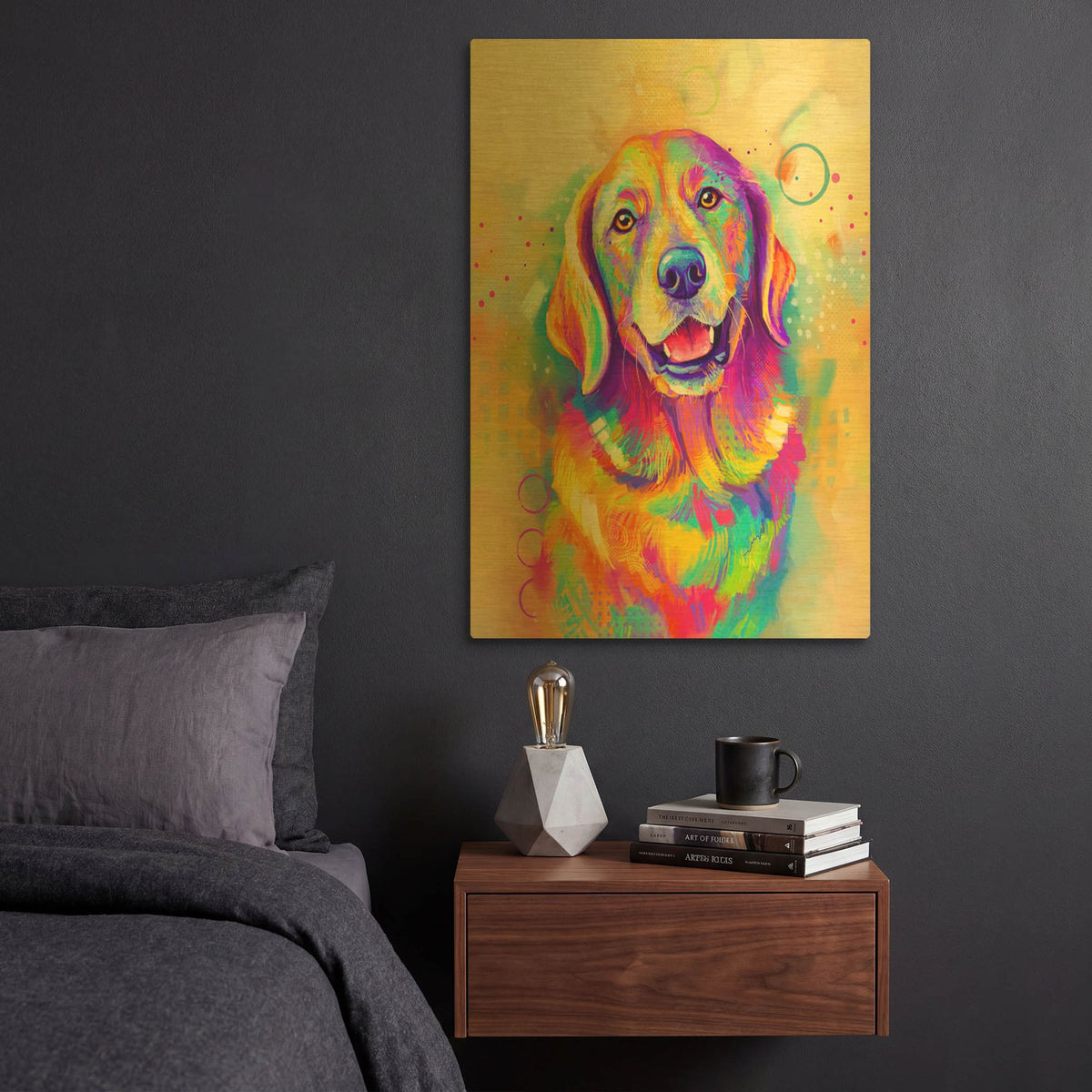 'Pop Art Golden Retriever 4' By Furbaby Affiliates Gold Metal Wall Art