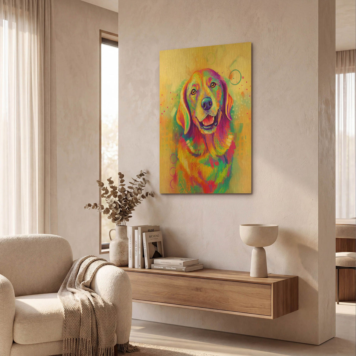 'Pop Art Golden Retriever 4' By Furbaby Affiliates Gold Metal Wall Art