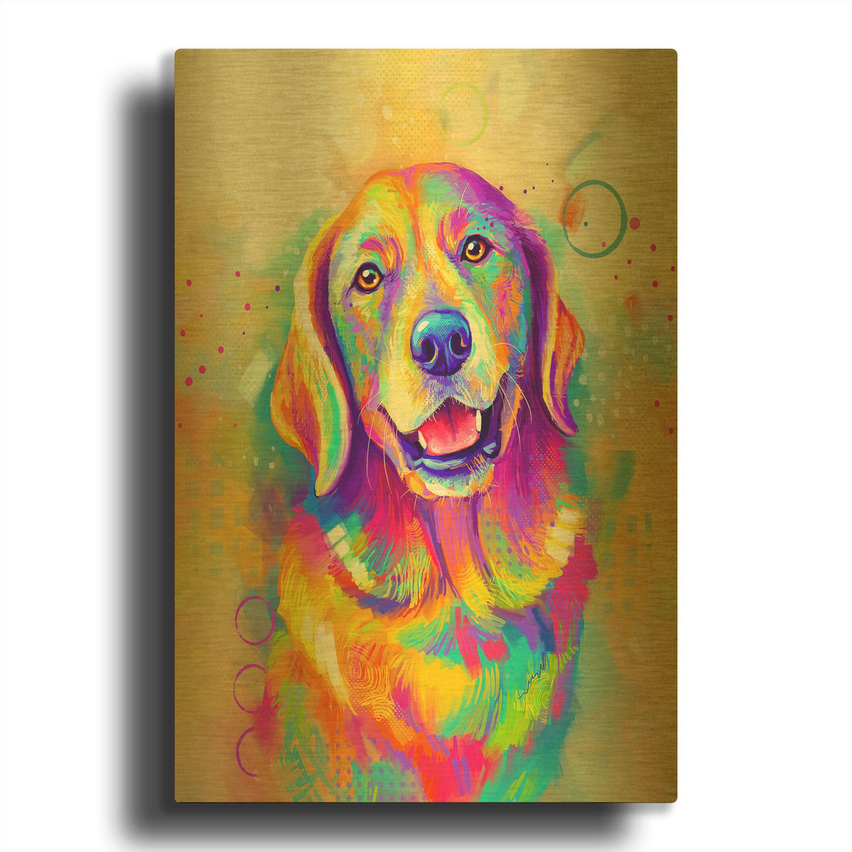 'Pop Art Golden Retriever 4' By Furbaby Affiliates Gold Metal Wall Art
