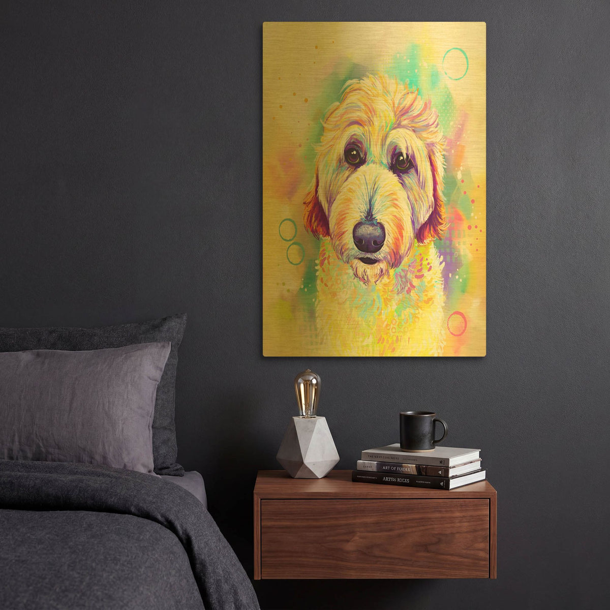 'Pop Art Goldendoodle 2' By Furbaby Affiliates Gold Metal Wall Art