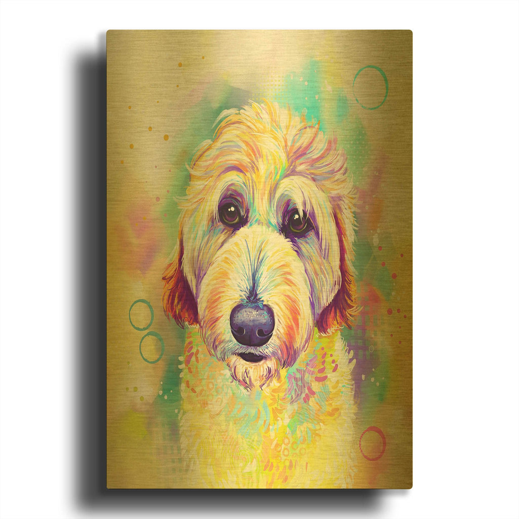'Pop Art Goldendoodle 2' By Furbaby Affiliates Gold Metal Wall Art