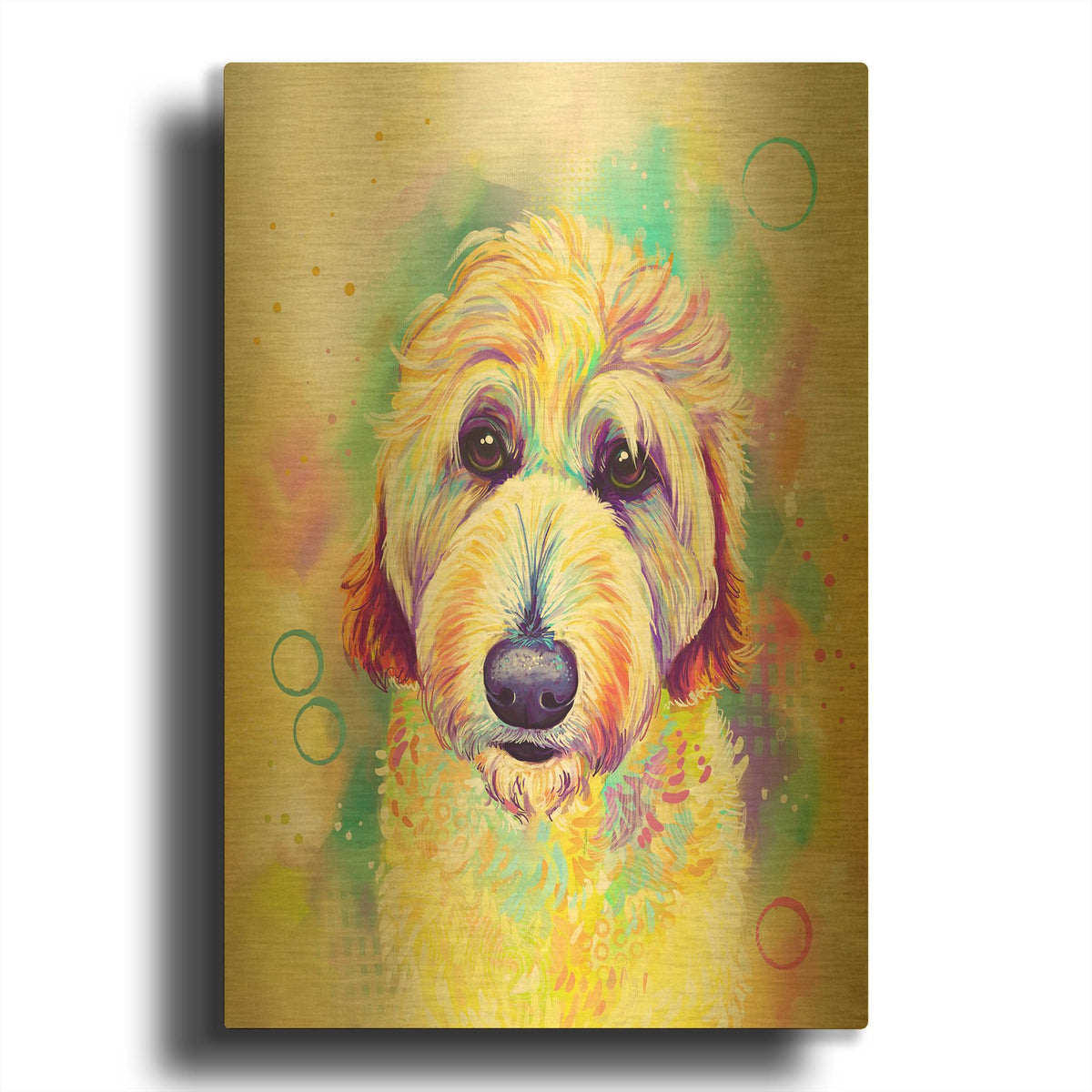 'Pop Art Goldendoodle 2' By Furbaby Affiliates Gold Metal Wall Art