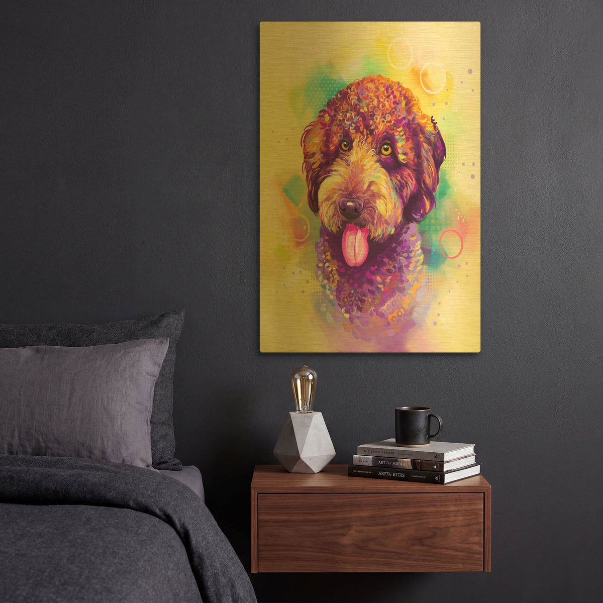 'Pop Art Goldendoodle 3' By Furbaby Affiliates Gold Metal Wall Art
