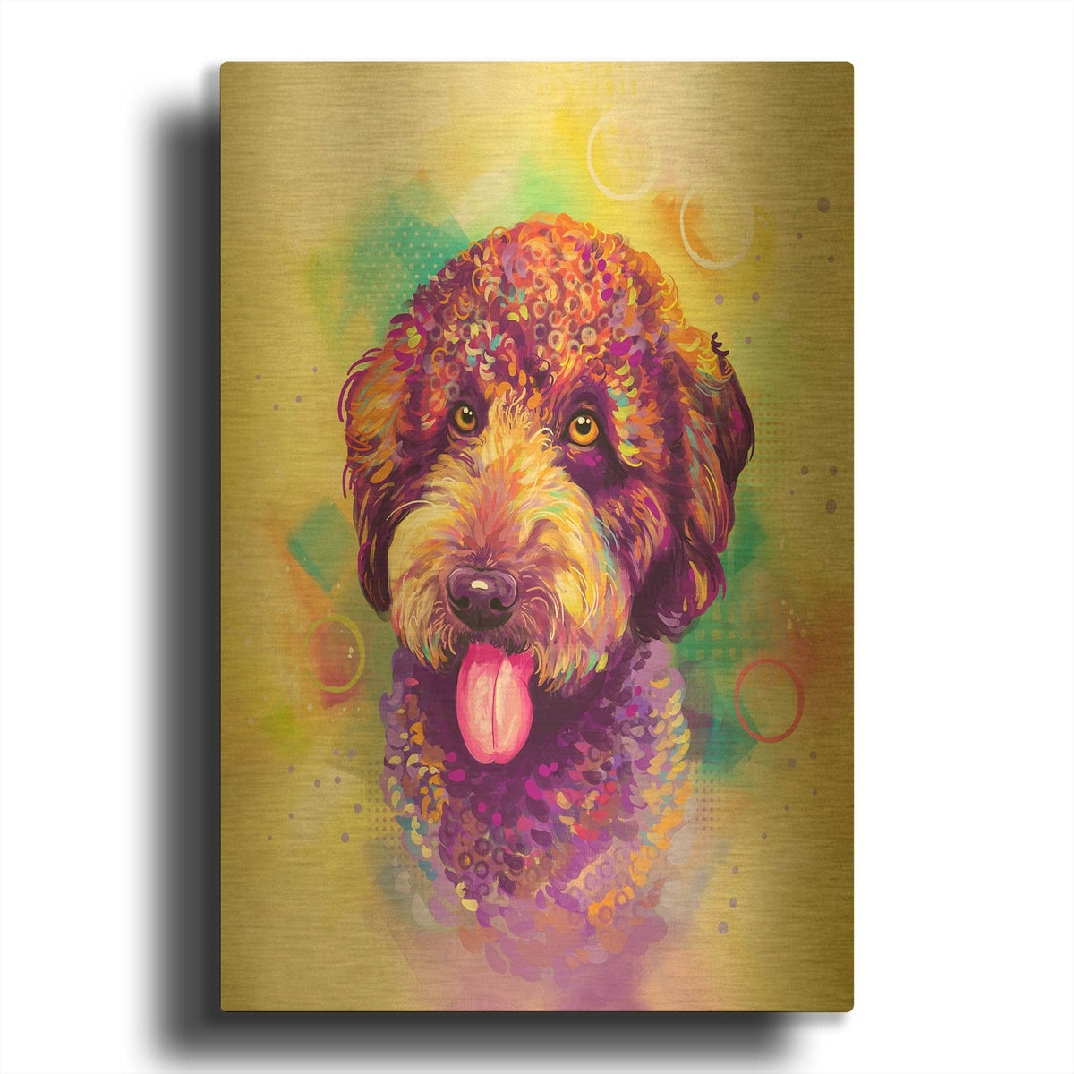 'Pop Art Goldendoodle 3' By Furbaby Affiliates Gold Metal Wall Art