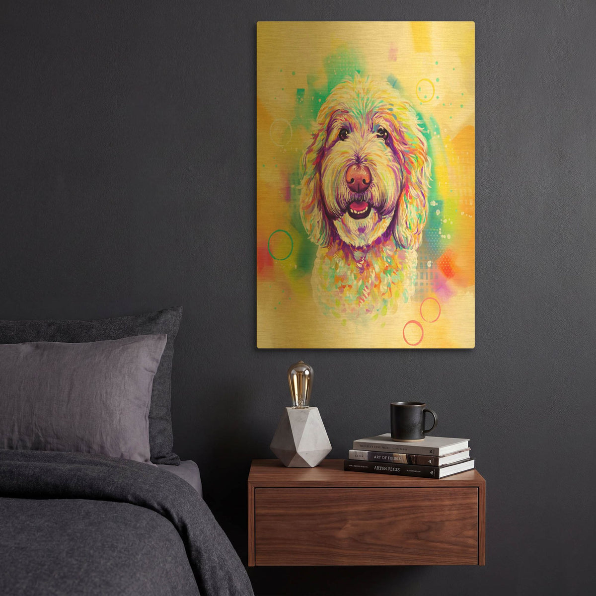 'Pop Art Goldendoodle 4' By Furbaby Affiliates Gold Metal Wall Art