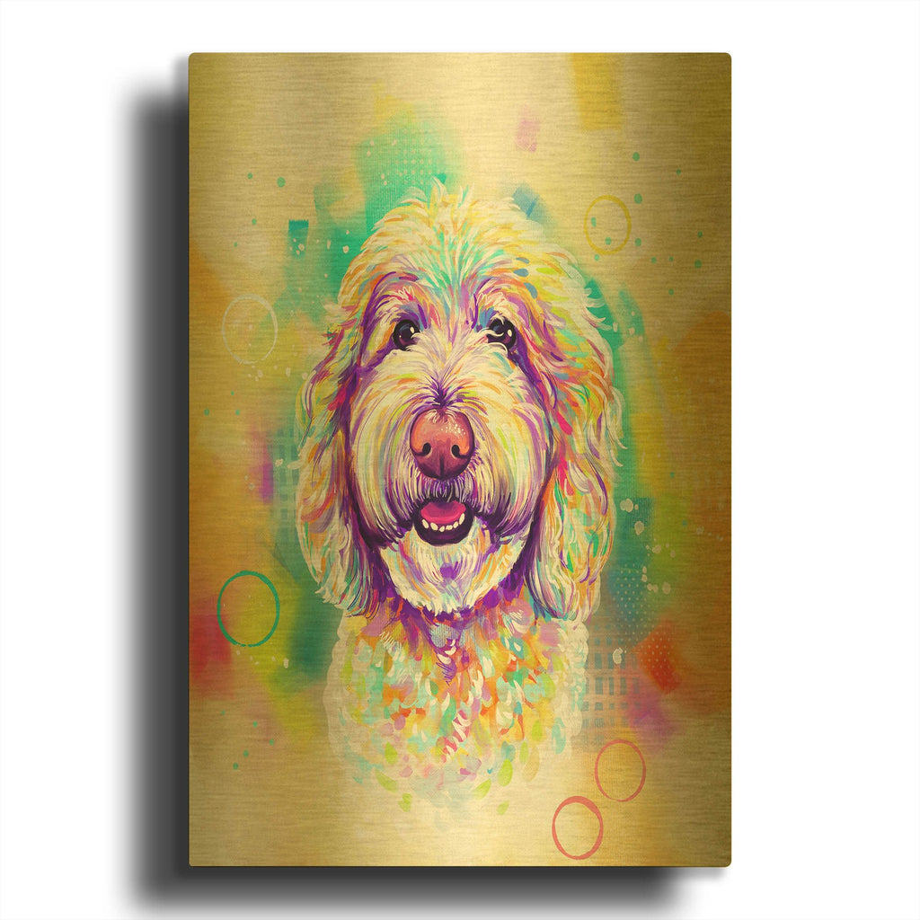 'Pop Art Goldendoodle 4' By Furbaby Affiliates Gold Metal Wall Art