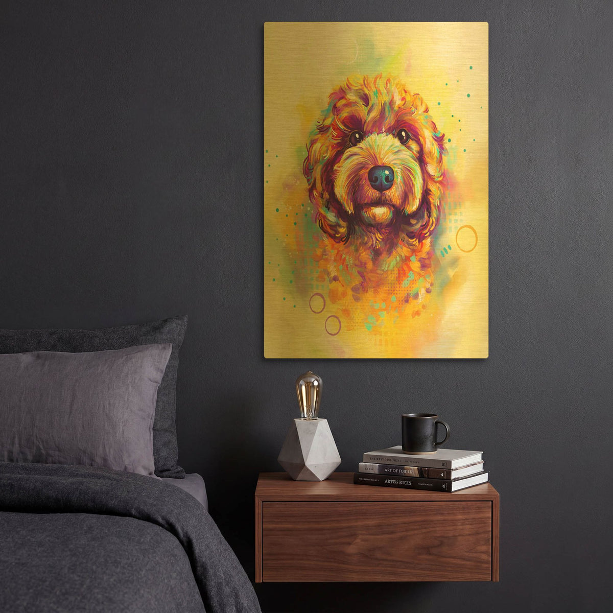 'Pop Art Goldendoodle' By Furbaby Affiliates Gold Metal Wall Art