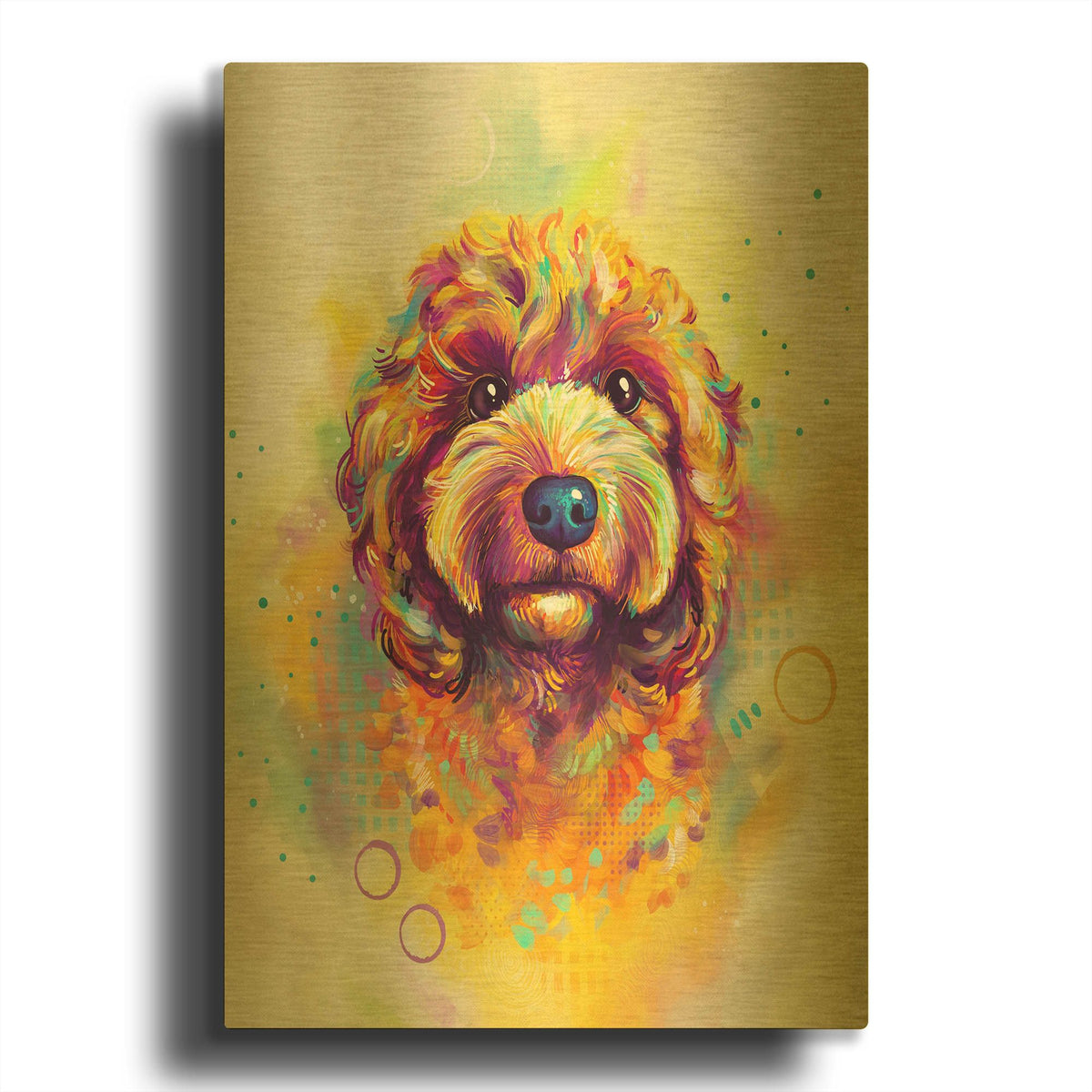 'Pop Art Goldendoodle' By Furbaby Affiliates Gold Metal Wall Art