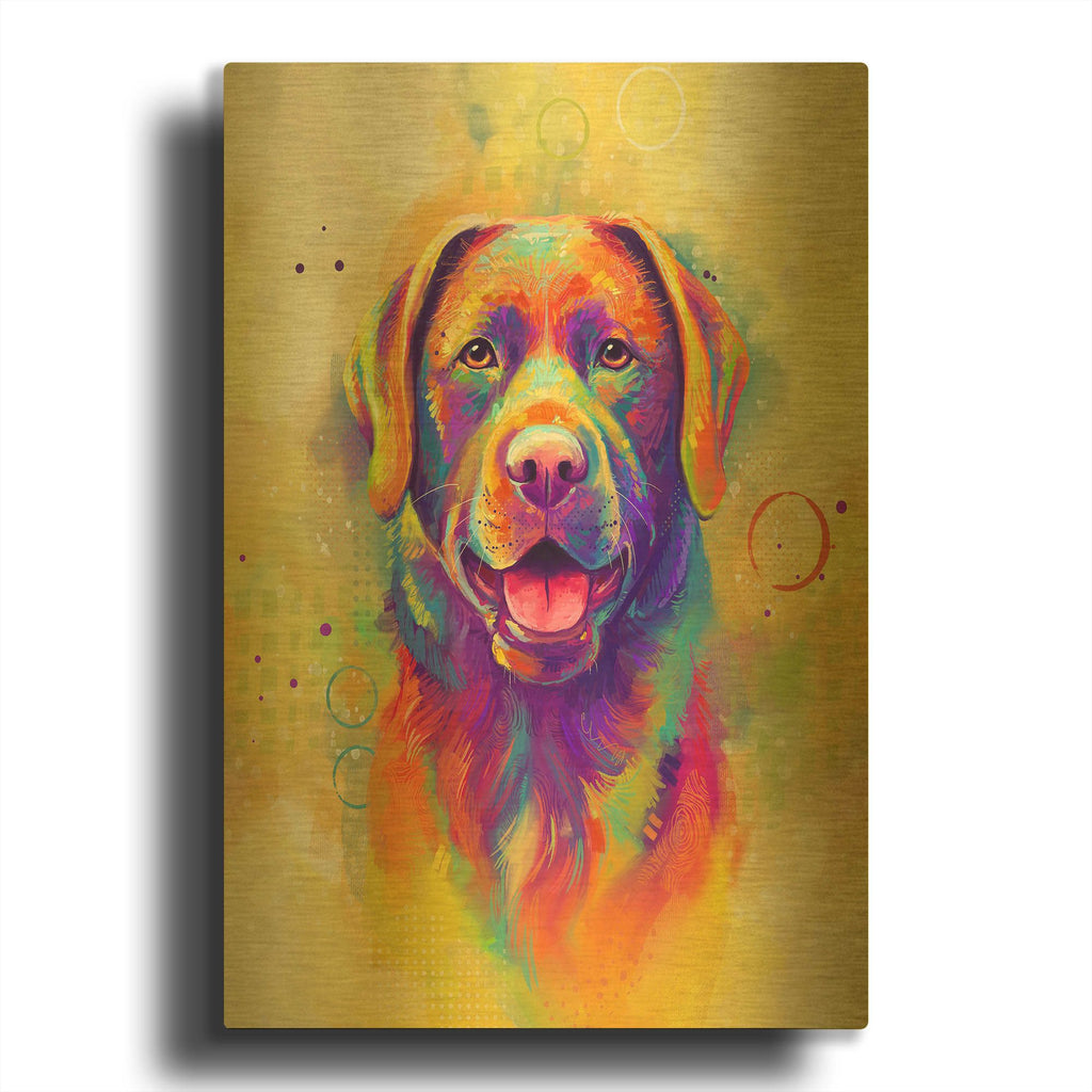 'Pop Art Labrador Retriever 2' By Furbaby Affiliates Gold Metal Wall Art