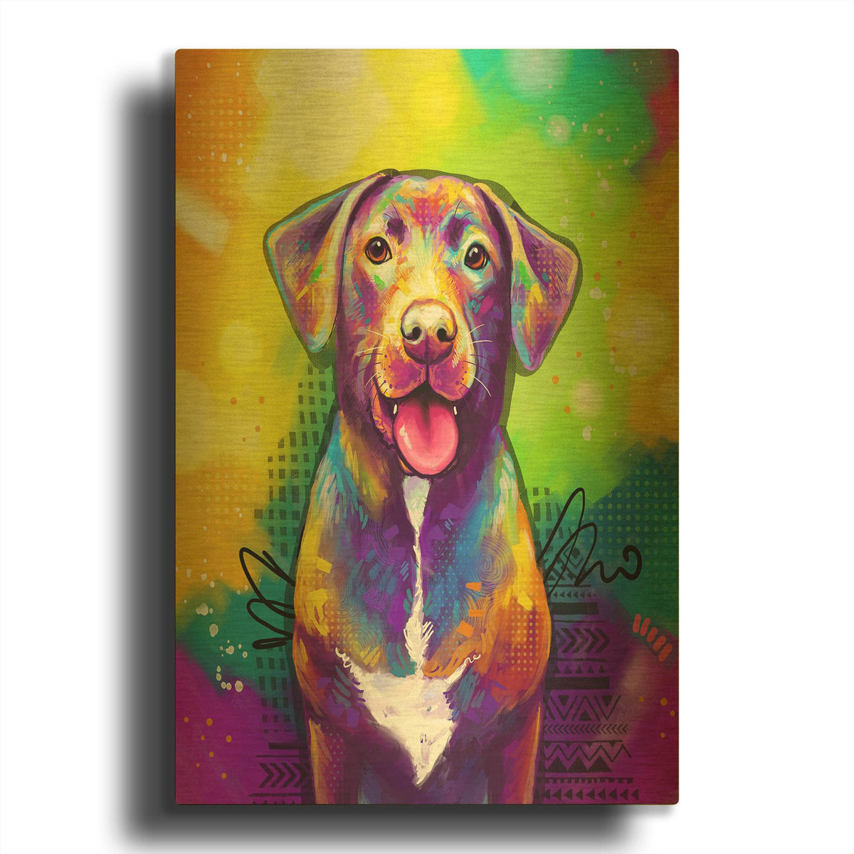 'Pop Art Labrador Retriever' By Furbaby Affiliates Gold Metal Wall Art