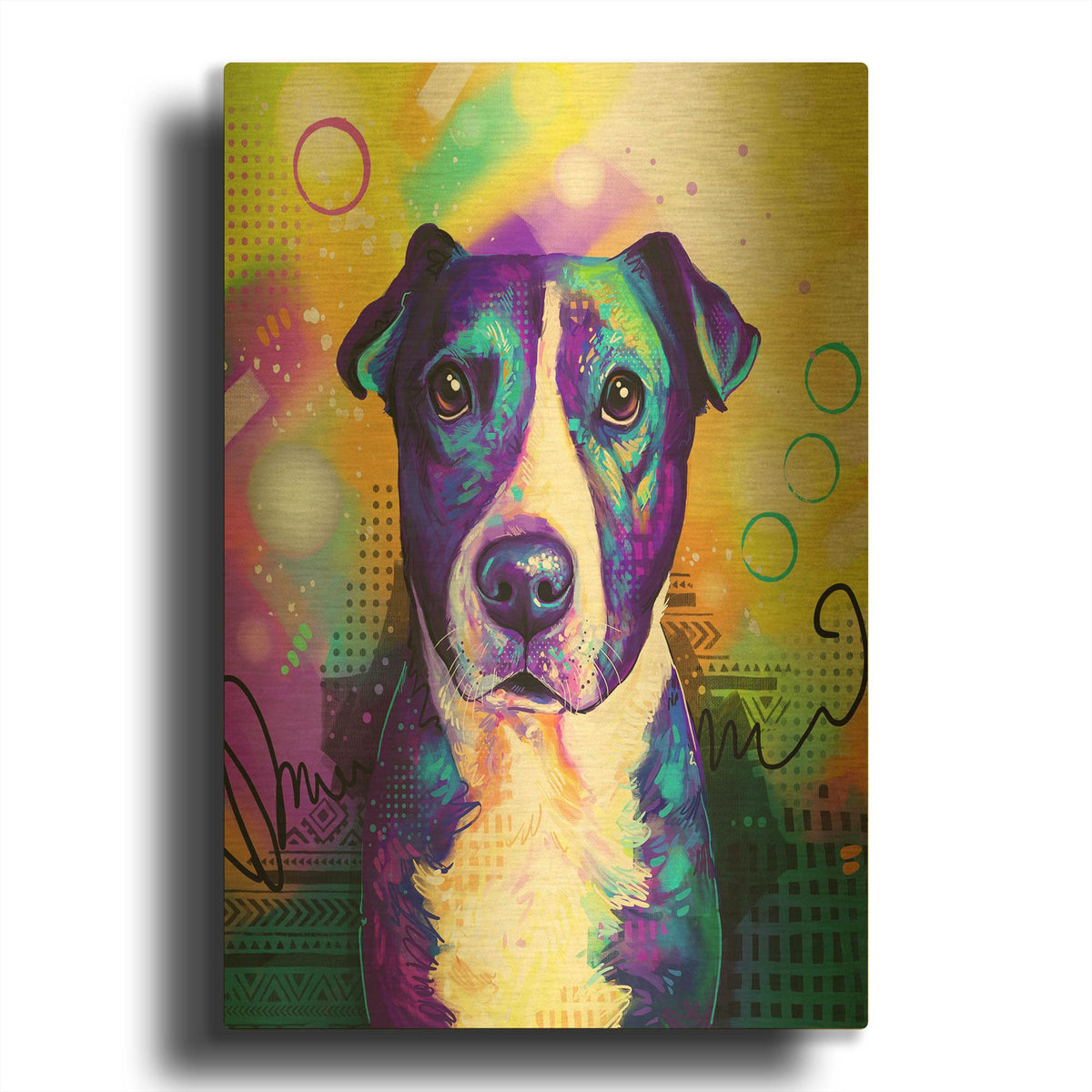 'Pop Art Pit Bull 2' By Furbaby Affiliates Gold Metal Wall Art