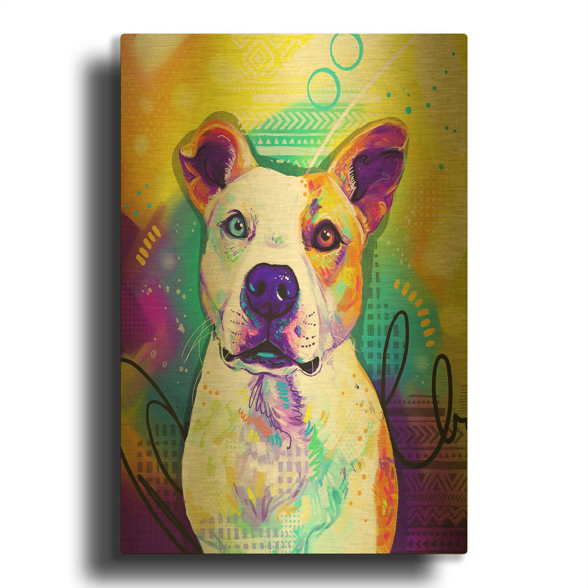 'Pop Art Pit Bull 3' By Furbaby Affiliates Gold Metal Wall Art