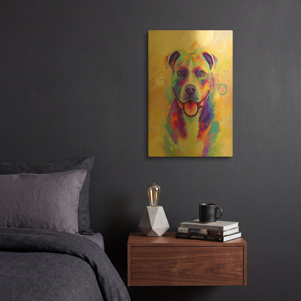 'Pop Art Pit Bull 4' By Furbaby Affiliates Gold Metal Wall Art