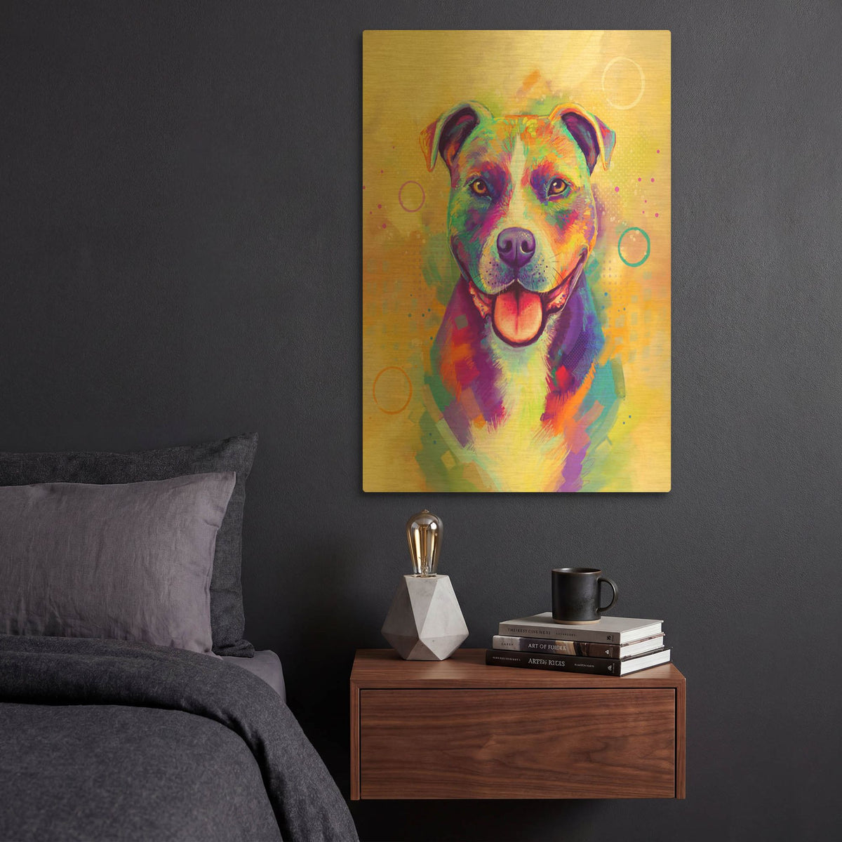 'Pop Art Pit Bull 4' By Furbaby Affiliates Gold Metal Wall Art