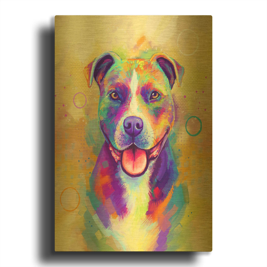 'Pop Art Pit Bull 4' By Furbaby Affiliates Gold Metal Wall Art
