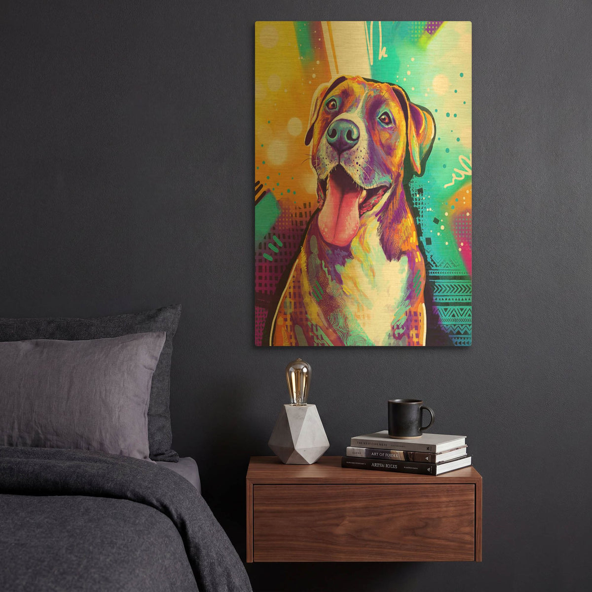 'Pop Art Pit Bull 5' By Furbaby Affiliates Gold Metal Wall Art