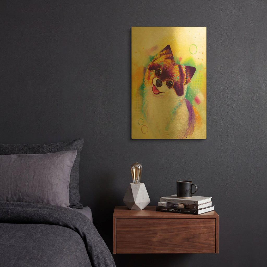 'Pop Art Pomeranian 2' By Furbaby Affiliates Gold Metal Wall Art