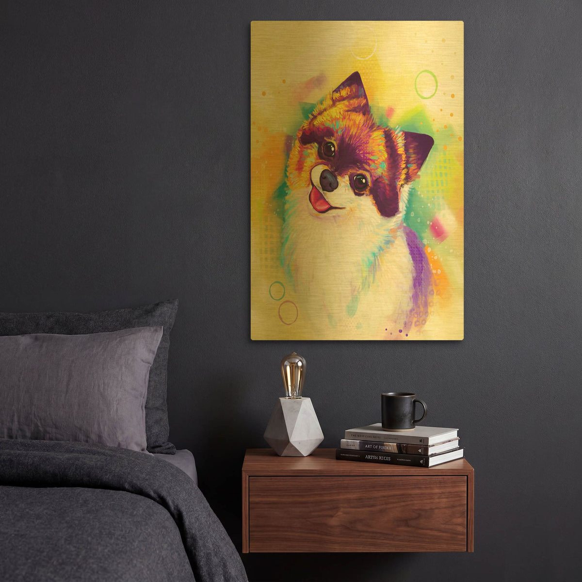 'Pop Art Pomeranian 2' By Furbaby Affiliates Gold Metal Wall Art