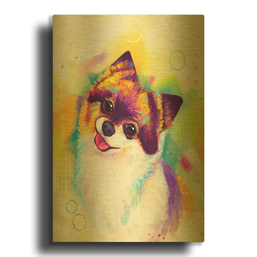 'Pop Art Pomeranian 2' By Furbaby Affiliates Gold Metal Wall Art