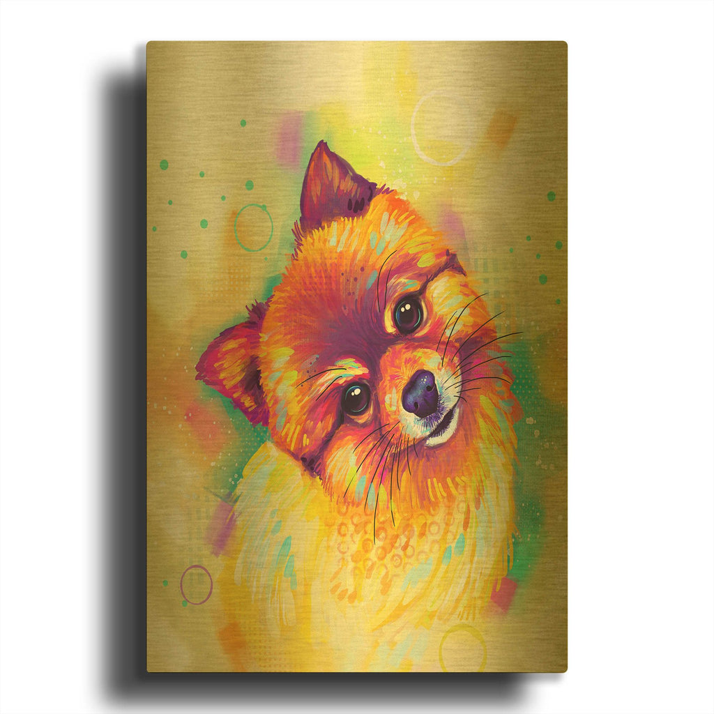 'Pop Art Pomeranian' By Furbaby Affiliates Gold Metal Wall Art