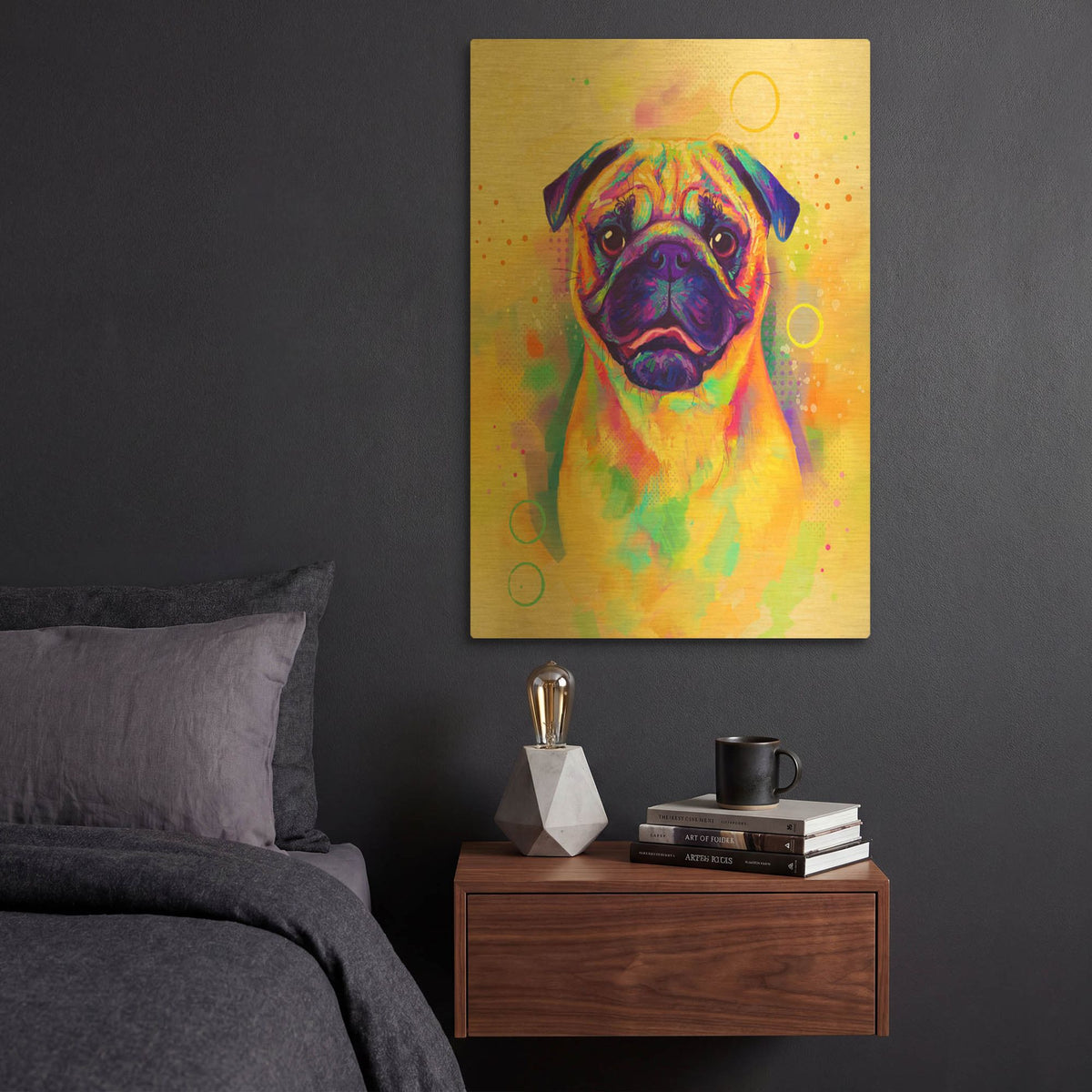 'Pop Art Pug' By Furbaby Affiliates Gold Metal Wall Art