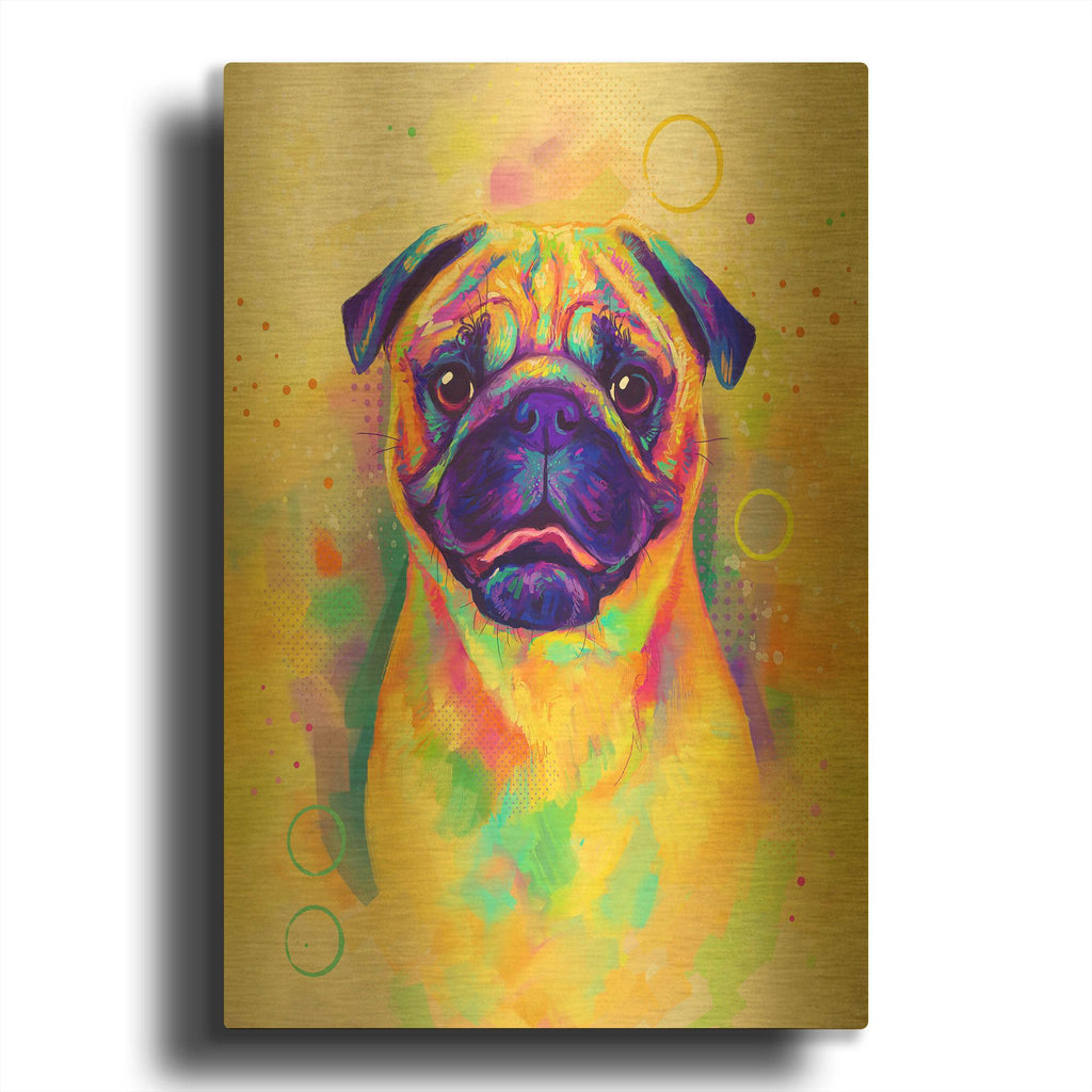 'Pop Art Pug' By Furbaby Affiliates Gold Metal Wall Art