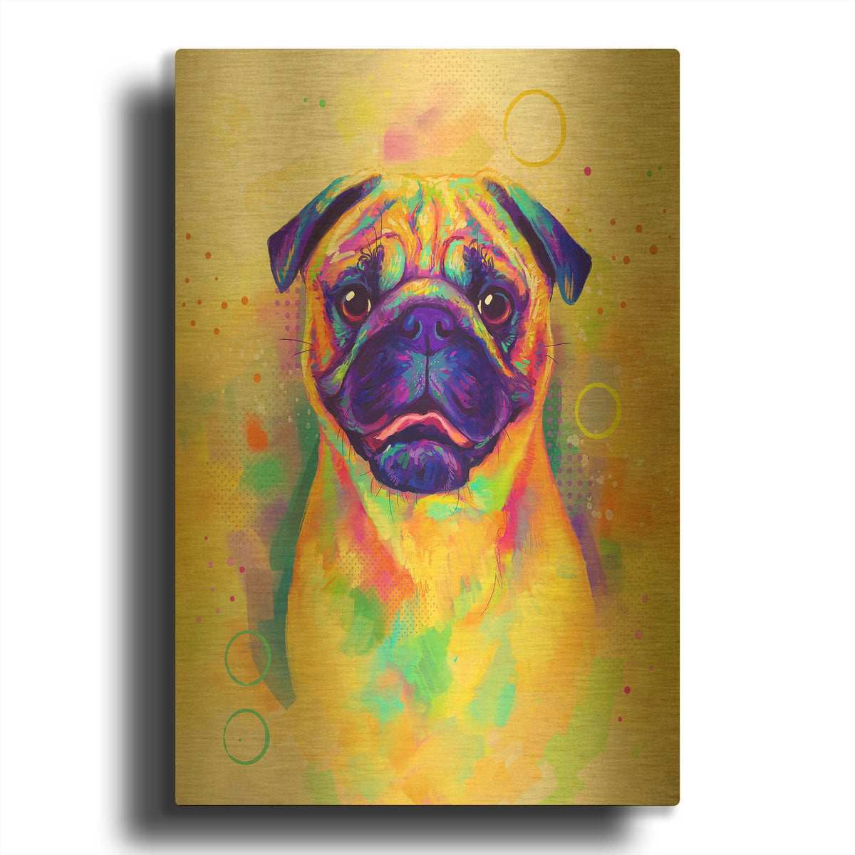 'Pop Art Pug' By Furbaby Affiliates Gold Metal Wall Art